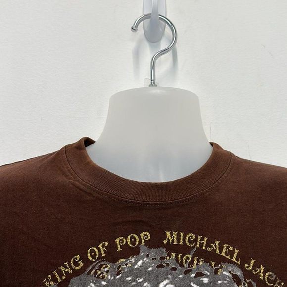 Vintage Hippo King of Pop Michael Jackson Graphic Brown T-Shirt Size M - Picture 4 of 5